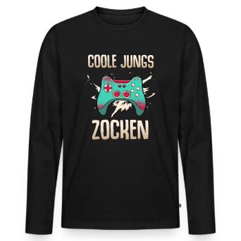 Coole Jungs zocken Gamer - Männer Premium Bio Langarmshirt - Schwarz - Vorne - Nico (187cm)