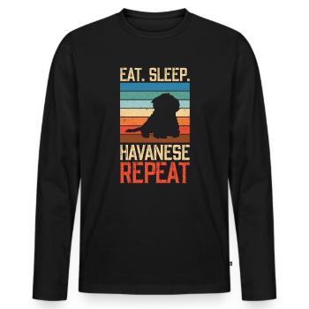 Manger Sommeil Havanese Repeat Havaneser - T-shirt manches longues Premium bio Homme - noir - Devant - Nico (187cm)