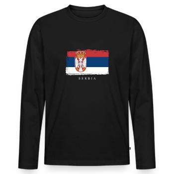 Serbie Serbien - T-shirt manches longues Premium bio Homme - noir - Devant - Nico (187cm)