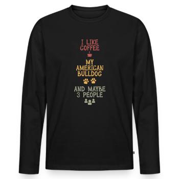 Le café et mon bouledogue américain - T-shirt manches longues Premium bio Homme - noir - Devant - Nico (187cm)