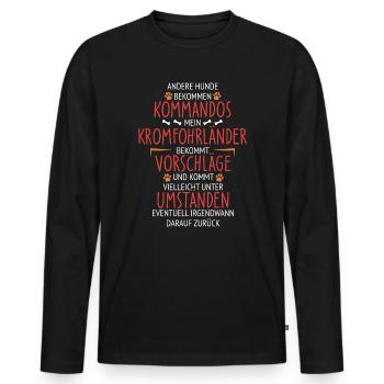 Kromfohrländer Vorschläge statt Kommandos - Männer Premium Bio Langarmshirt - Schwarz - Vorne - Nico (187cm)