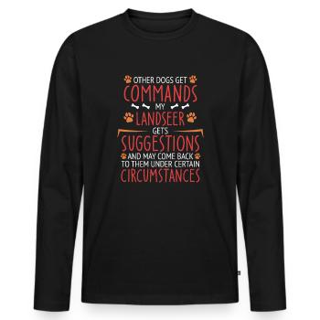 Landseer Commandes patte - T-shirt manches longues Premium bio Homme - noir - Devant - Nico (187cm)