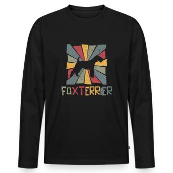 Fox Terrier Vintage Rétro - T-shirt manches longues Premium bio Homme - noir - Devant - Nico (187cm)