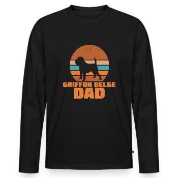 Griffon Belge Papa - T-shirt manches longues Premium bio Homme - noir - Devant - Nico (187cm)