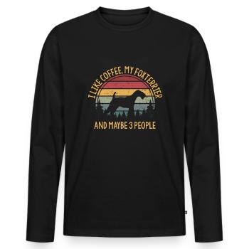 J’aime le café mon foxterrier et peut-être 3 personnes - T-shirt manches longues Premium bio Homme - noir - Devant - Nico (187cm)