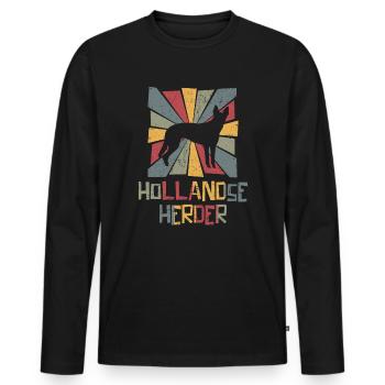 Hollandse Herder Vintage Retro - Men's Premium Organic Long Sleeve Shirt - black - Front - Nico (187cm)