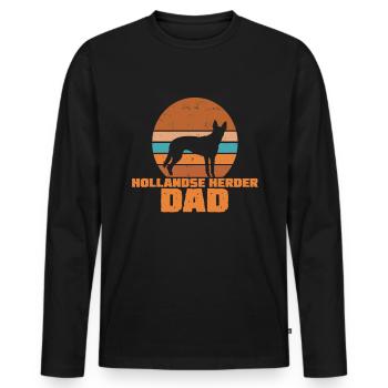Hollandse Herder Dad - Männer Premium Bio Langarmshirt - Schwarz - Vorne - Nico (187cm)
