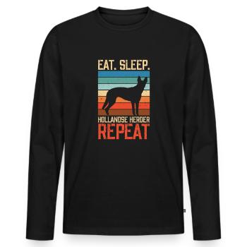 Manger dormir Hollandse Herder Répéter - T-shirt manches longues Premium bio Homme - noir - Devant - Nico (187cm)