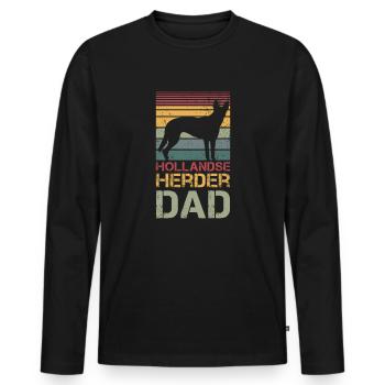 Hollandse Herder Dad - Männer Premium Bio Langarmshirt - Schwarz - Vorne - Nico (187cm)