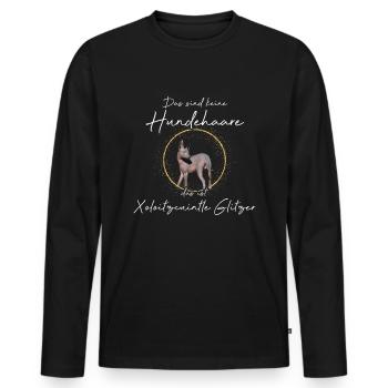 eine Hundehaare das ist Xoloitzcuintle Glitzer - Männer Premium Bio Langarmshirt - Schwarz - Vorne - Nico (187cm)