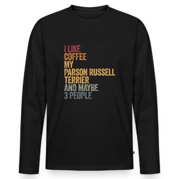 J’aime le café et mon Parson Russell terrier - T-shirt manches longues Premium bio Homme - noir - Devant - Nico (187cm)