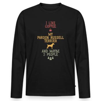 J’aime le café et mon Parson Russell terrier - T-shirt manches longues Premium bio Homme - noir - Devant - Nico (187cm)