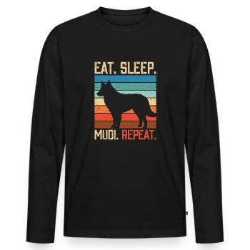 Manger dormir Mudi Répéter - T-shirt manches longues Premium bio Homme - noir - Devant - Nico (187cm)