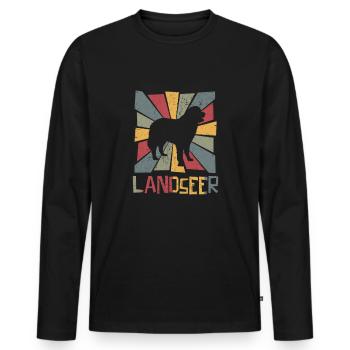 Landseer Vintage - T-shirt manches longues Premium bio Homme - noir - Devant - Nico (187cm)