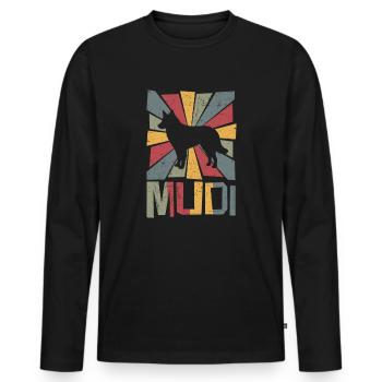 Mudi Vintage Rétro - T-shirt manches longues Premium bio Homme - noir - Devant - Nico (187cm)