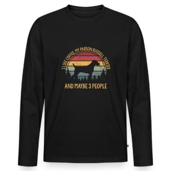 J’aime le café et mon Parson Russell terrier - T-shirt manches longues Premium bio Homme - noir - Devant - Nico (187cm)