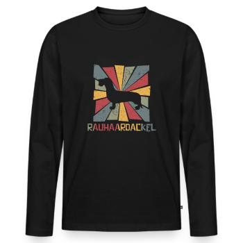 Rough-haired Dachshund Vintage Retro - Men's Premium Organic Long Sleeve Shirt - black - Front - Nico (187cm)