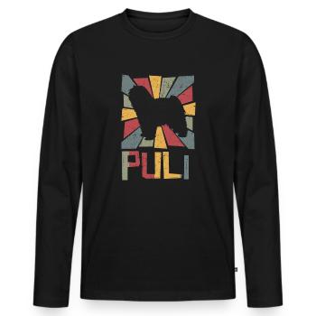 Puli Vintage Rétro - T-shirt manches longues Premium bio Homme - noir - Devant - Nico (187cm)