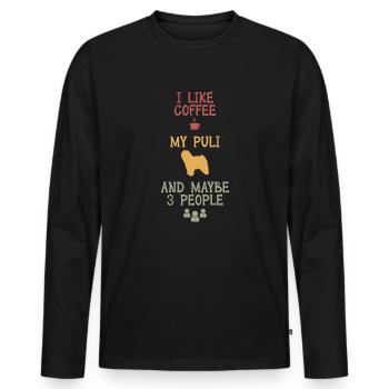 J’aime le café mon Puli et peut-être 3 personnes - T-shirt manches longues Premium bio Homme - noir - Devant - Nico (187cm)