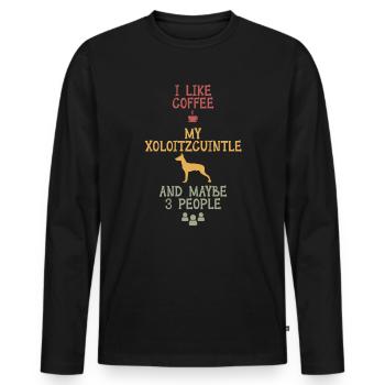 J’aime le café mon Xoloitzcuintle et peut-être 3 personnes - T-shirt manches longues Premium bio Homme - noir - Devant - Nico (187cm)