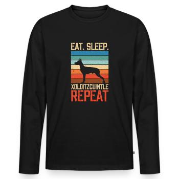 Manger dormir Xoloitzcuintle répéter - T-shirt manches longues Premium bio Homme - noir - Devant - Nico (187cm)