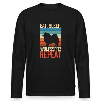 Eat sleep Wolfsspitz Repeat - Men's Premium Organic Long Sleeve Shirt - black - Front - Nico (187cm)