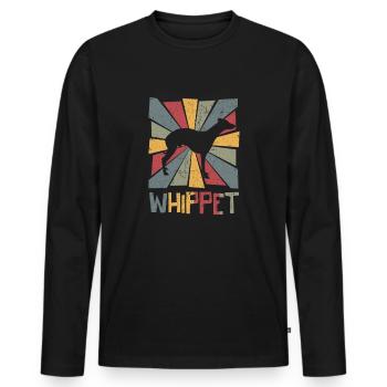 Whippet - Männer Premium Bio Langarmshirt - Schwarz - Vorne - Nico (187cm)
