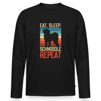 Eat Sleep Schnoodle Repeat - Männer Premium Bio Langarmshirt - Schwarz - Vorne - Nico (187cm)