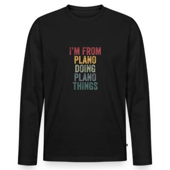 I'm from Plano doing Plano things - Männer Premium Bio Langarmshirt - Schwarz - Vorne - Nico (187cm)