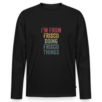 Frisco choses ville - T-shirt manches longues Premium bio Homme - noir - Devant - Nico (187cm)