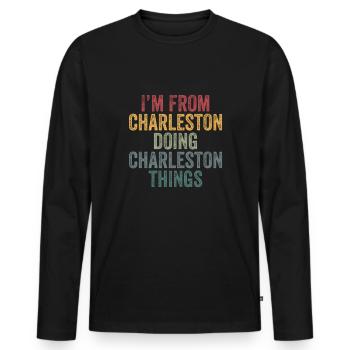 Charleston things city - Männer Premium Bio Langarmshirt - Schwarz - Vorne - Nico (187cm)