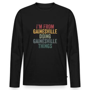 Gainesville things city - Männer Premium Bio Langarmshirt - Schwarz - Vorne - Nico (187cm)