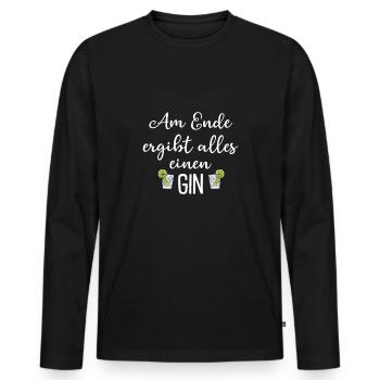 Am Ende ergibt alles einen Gin - Männer Premium Bio Langarmshirt - Schwarz - Vorne - Nico (187cm)