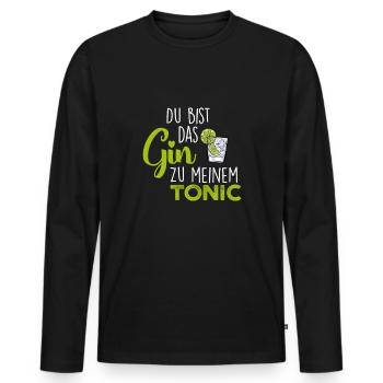 Du bist das Gin zu meinem Tonic - Männer Premium Bio Langarmshirt - Schwarz - Vorne - Nico (187cm)