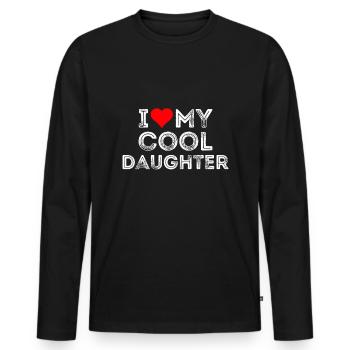 J’aime ma fille cool - T-shirt manches longues Premium bio Homme - noir - Devant - Nico (187cm)