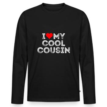 I Love my cool cousin - Männer Premium Bio Langarmshirt - Schwarz - Vorne - Nico (187cm)
