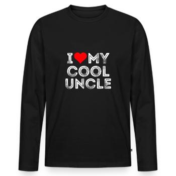 J’aime mon oncle cool - T-shirt manches longues Premium bio Homme - noir - Devant - Nico (187cm)