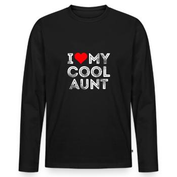 I Love my cool aunt - Männer Premium Bio Langarmshirt - Schwarz - Vorne - Nico (187cm)