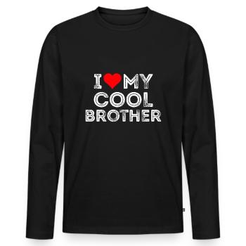 J’aime mon frère cool - T-shirt manches longues Premium bio Homme - noir - Devant - Nico (187cm)