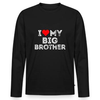 J’aime mon grand frère - T-shirt manches longues Premium bio Homme - noir - Devant - Nico (187cm)