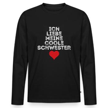 Ich liebe meine coole Schwester - Männer Premium Bio Langarmshirt - Schwarz - Vorne - Nico (187cm)