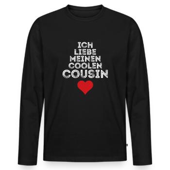 Ich liebe meinen coolen Cousin - Männer Premium Bio Langarmshirt - Schwarz - Vorne - Nico (187cm)