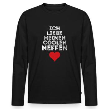 Ich liebe meinen coolen Neffen - Männer Premium Bio Langarmshirt - Schwarz - Vorne - Nico (187cm)