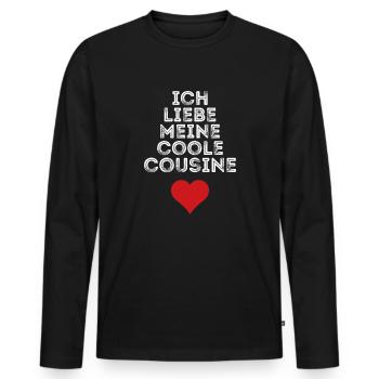 Ich liebe meine coole Cousine - Männer Premium Bio Langarmshirt - Schwarz - Vorne - Nico (187cm)