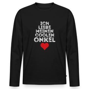 Ich liebe meinen coolen Onkel - Männer Premium Bio Langarmshirt - Schwarz - Vorne - Nico (187cm)