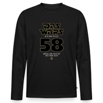 Ça y est, j’ai maintenant 58 ans - T-shirt manches longues Premium bio Homme - noir - Devant - Nico (187cm)