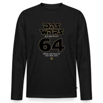 Ça y est, j’ai maintenant 64 ans - T-shirt manches longues Premium bio Homme - noir - Devant - Nico (187cm)
