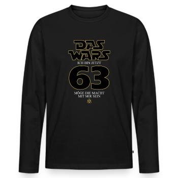 Ça y est, j’ai maintenant 63 ans - T-shirt manches longues Premium bio Homme - noir - Devant - Nico (187cm)