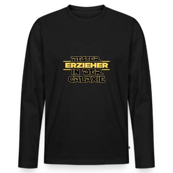 Bester Erzieher in der Galaxie kindergarten - Männer Premium Bio Langarmshirt - Schwarz - Vorne - Nico (187cm)