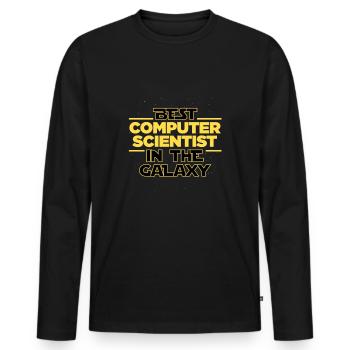 Meilleur informaticien de la galaxie - T-shirt manches longues Premium bio Homme - noir - Devant - Nico (187cm)